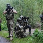 Group of airsofters attacking