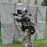 Airsoft player with pistol