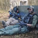 Two players airsofting