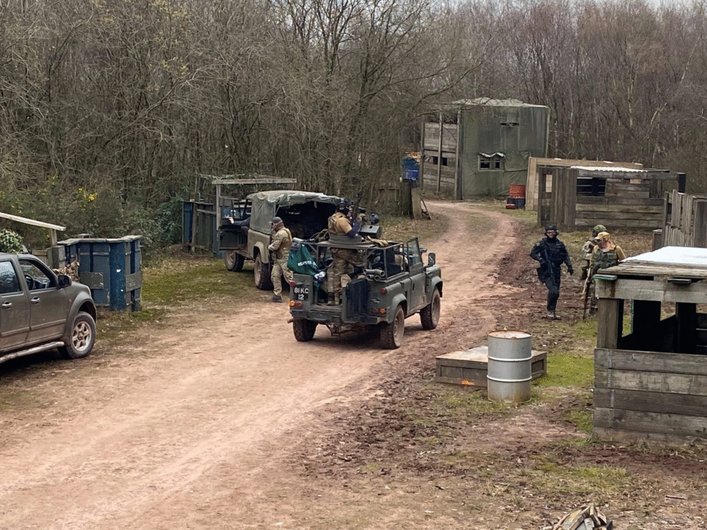 Land Rover WMIK in the village zone at The Kingdom airsoft site