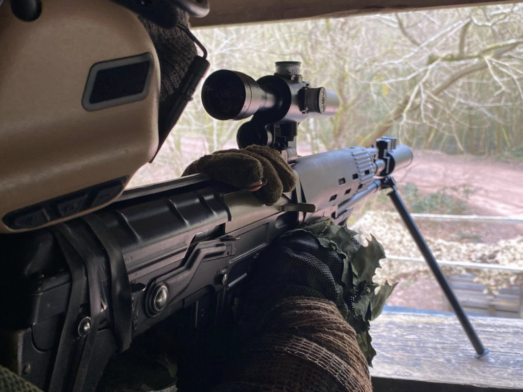 Airsoft sniper during a battle at The Kingdom