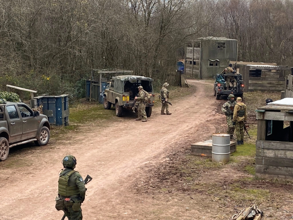 Airsoft battle in the village zone at The Kingdom