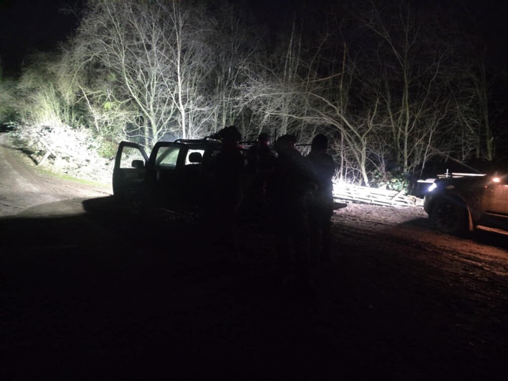 Night vision airsoft game with vehicles and spotlight at The Kingdom